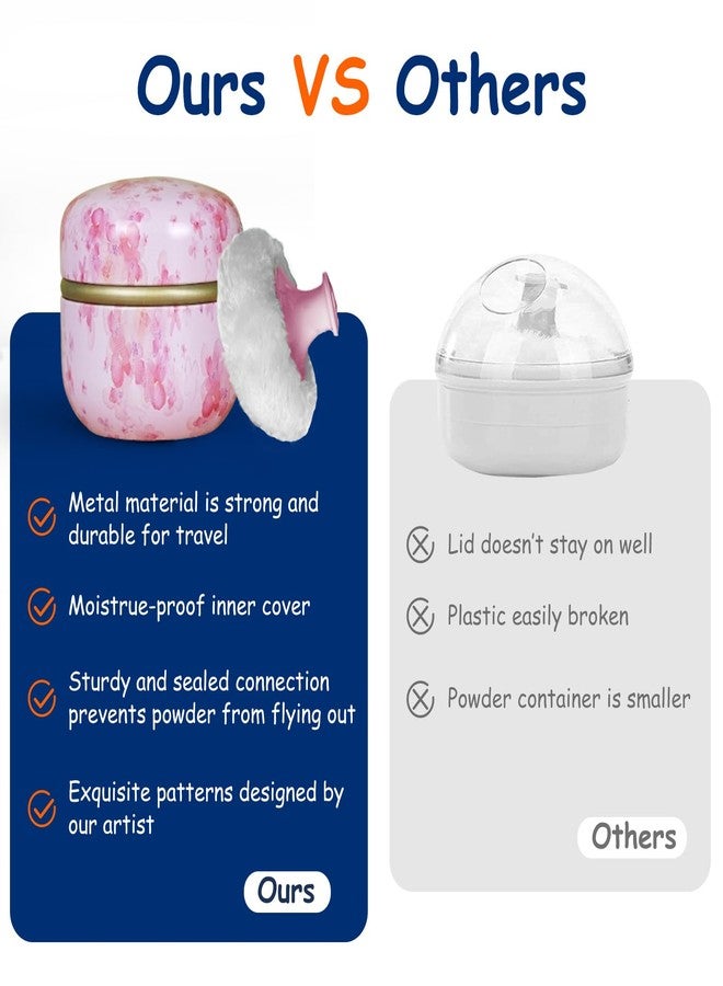 Qopoto Body Powder Puff and Container for Dusting Powder, Women Powder Puff and Powder Case for Bath and Travel (Sakura) - Image 4