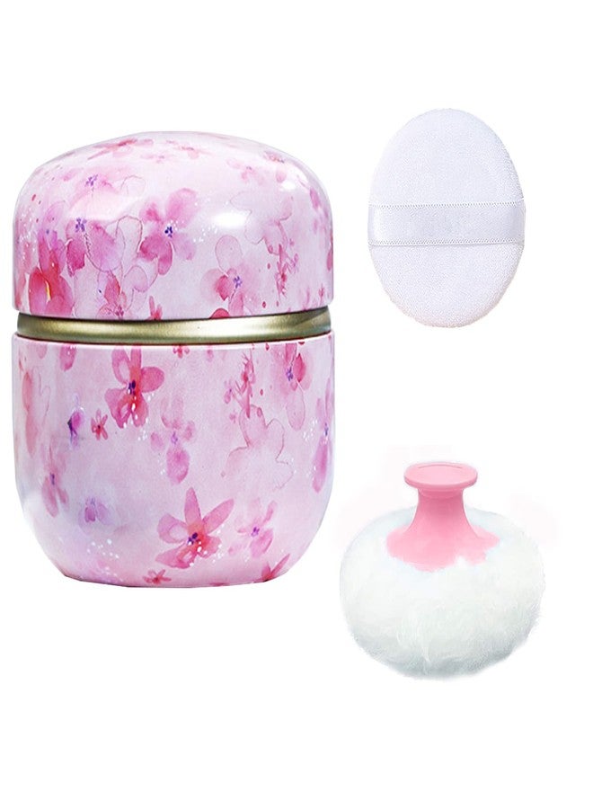 Qopoto Body Powder Puff and Container for Dusting Powder, Women Powder Puff and Powder Case for Bath and Travel (Sakura) - Image 1