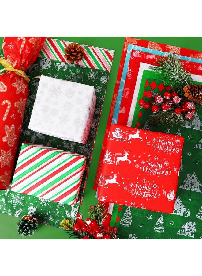 SANNIX 100 Sheets Christmas Tissue Paper Bulk Red White Green Snowflake Snowman Gift Wrapping Paper For Holiday Gift Wrapping Diy Crafts Christmas Party Decoration 19.7 ×13.8 Inch (10 Patterns) - Image 3