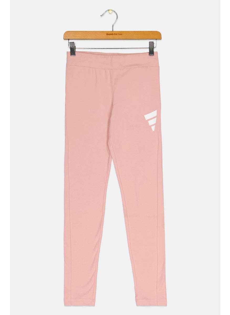 Adidas Kids Girl Tight Fit Brand Logo Training Leggings, Mauve  - Image 1