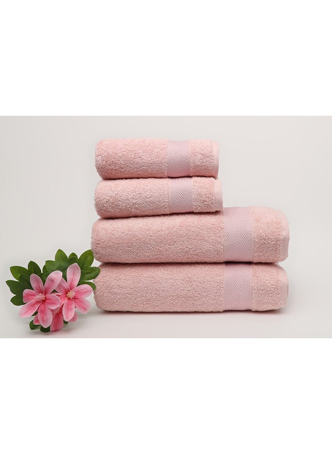 White Rose - Towel 4 Piece Bathroom  Set - SERENITY - 550 GSM - 100% Cotton Terry - 2 Bath  70X140 cm & 2 Hand  50x90 cm-Premium Touch-Quick Dry - Super Absorbent-Pink - Image 1