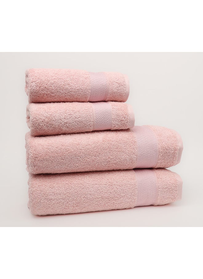White Rose - Towel 4 Piece Bathroom  Set - SERENITY - 550 GSM - 100% Cotton Terry - 2 Bath  70X140 cm & 2 Hand  50x90 cm-Premium Touch-Quick Dry - Super Absorbent-Pink - Image 1