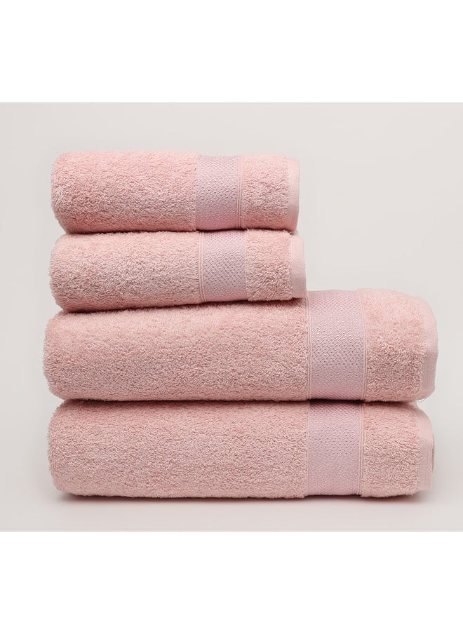 White Rose - Towel 4 Piece Bathroom  Set - SERENITY - 550 GSM - 100% Cotton Terry - 2 Bath  70X140 cm & 2 Hand  50x90 cm-Premium Touch-Quick Dry - Super Absorbent-Pink - Image 1