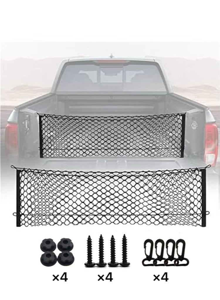 Cargo Net Organizer for Truck Bed Storage, Elastic Mesh Divider Compatible with Chevy Silverado and Ford F150 F250, 49x15.2 Inch - Image 1