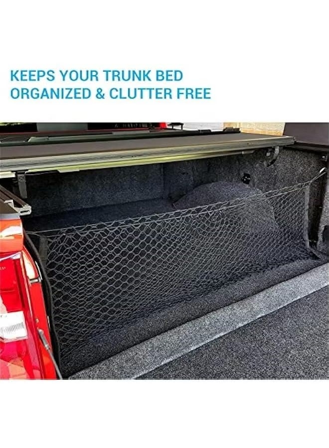 Cargo Net Organizer for Truck Bed Storage, Elastic Mesh Divider Compatible with Chevy Silverado and Ford F150 F250, 49x15.2 Inch - Image 2