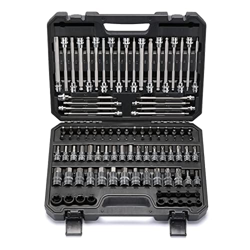 Mayouko 107-Piece Bit Socket Set, 1/4", 3/8" and 1/2" Drive, Torx/Hex/Ball End Hex, SAE/Metric, S2 Steel Bits - Image 1
