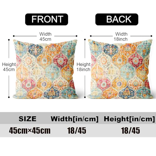 ZSYTZL Boho Throw Pillow Covers 18x18 inch Set of 2,Soft Pillowcases Bohemia Carpet Printing Pattern Decorative Sofa Living Room Bed Square Pillow Case Cushion Cover-Cream Color - Image 2