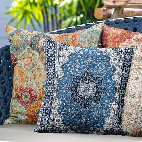 ZSYTZL Boho Throw Pillow Covers 18x18 inch Set of 2,Soft Pillowcases Bohemia Carpet Printing Pattern Decorative Sofa Living Room Bed Square Pillow Case Cushion Cover-Cream Color - Image 3
