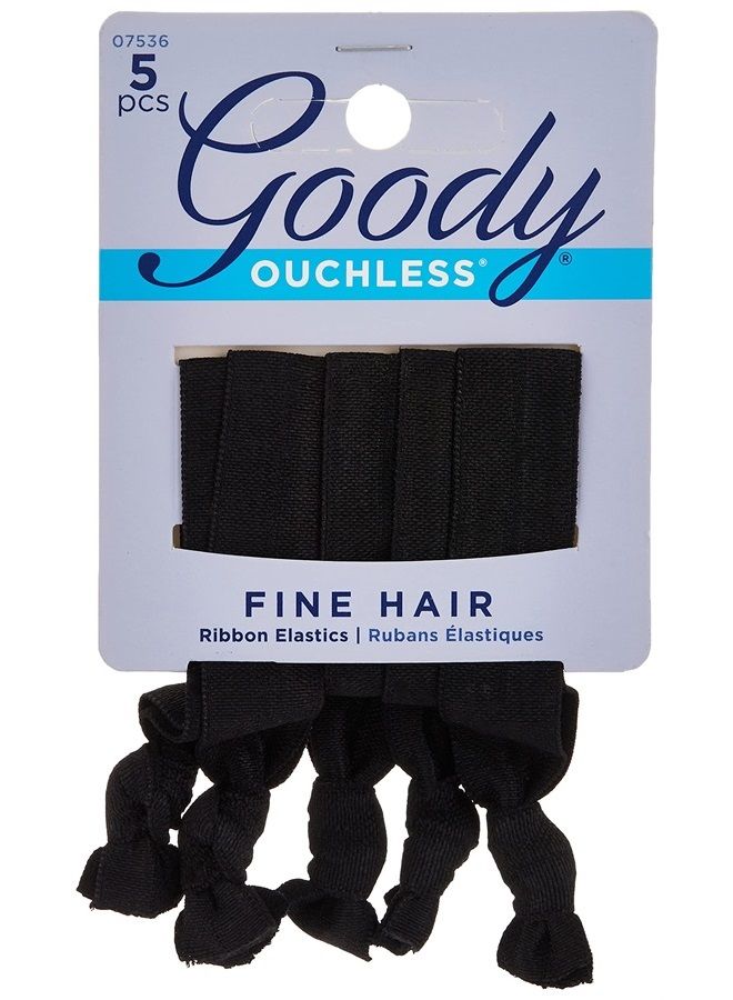 Goody WoMens Ouchless Ribbon Elastics, Solid Black, 5 Count - Image 1