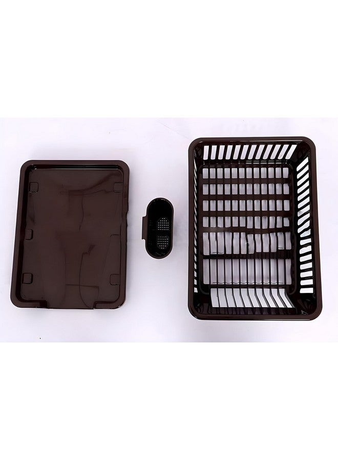 Homeor Houshe 3 in 1 Durable Plastic Kitchen Sink, Large Dish Rack Drainer, Drying Rack Washing Basket with Tray for Kitchen, Dish Rack Organizers, Utensils Drainer Basket for Kitchen, Brown - Image 2