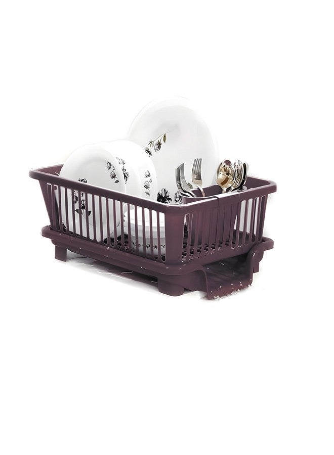 Homeor Houshe 3 in 1 Durable Plastic Kitchen Sink, Large Dish Rack Drainer, Drying Rack Washing Basket with Tray for Kitchen, Dish Rack Organizers, Utensils Drainer Basket for Kitchen, Brown - Image 1