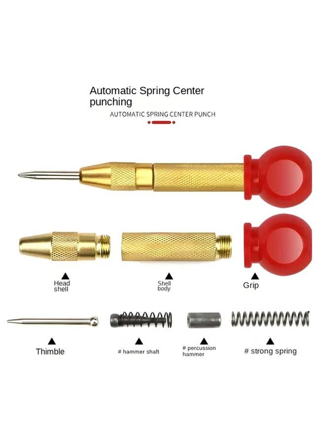 Golden 5 Inch Automatic Center Punch Adjustable Tension Tool For Metal Wood Glass Plastic DIY - Image 4
