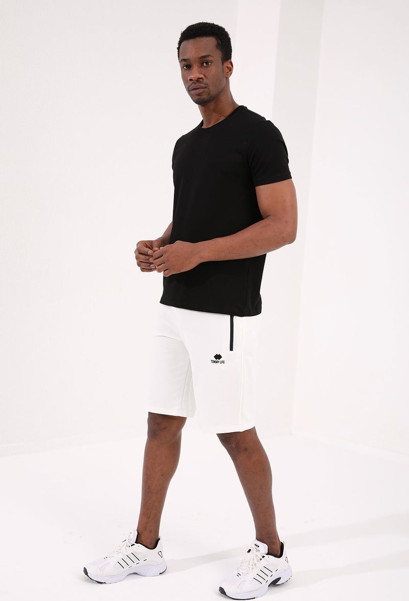 Tommy Life Ecru Men's Hidden Zipper Back Pocket Lace-Up Standard Fit Shorts-81136  - Image 4
