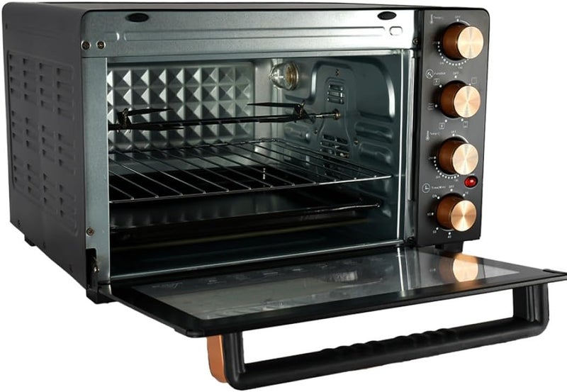 AFRA Electric Oven Toaster, 38L, 1600w Convection Rotisserie & Oven Lamp, 4 Knobs Tray, Rack, Handle, 7-Functions control, Adjustable Thermostat 70 to 250C, AF-3816OTBK, 2-Year Warranty - Image 1