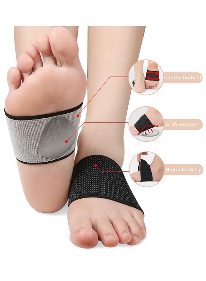 زوجان من أربطة دعم قوس القدم، وجوارب داعمة لقوس القدم لتخفيف آلام القدم المسطحة مع وسادات جل، وكم داعم لقوس القدم للعناية بالقدمين للنساء والرجال - Image 4