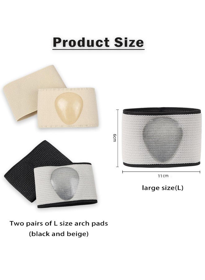 زوجان من أربطة دعم قوس القدم، وجوارب داعمة لقوس القدم لتخفيف آلام القدم المسطحة مع وسادات جل، وكم داعم لقوس القدم للعناية بالقدمين للنساء والرجال - Image 2