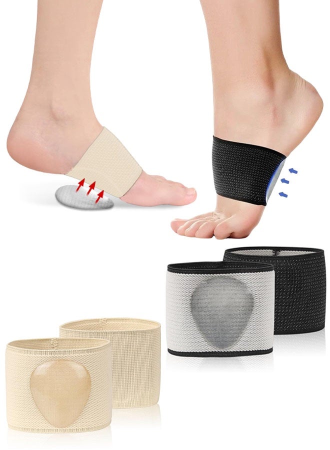 زوجان من أربطة دعم قوس القدم، وجوارب داعمة لقوس القدم لتخفيف آلام القدم المسطحة مع وسادات جل، وكم داعم لقوس القدم للعناية بالقدمين للنساء والرجال - Image 1