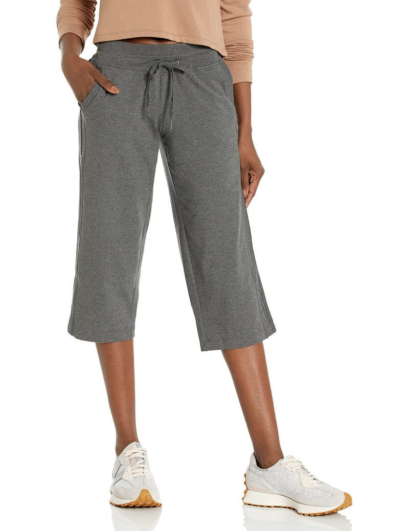 Danskin Women's Drawcord Crop Pant, Charcoal Heather, 2X - Image 1