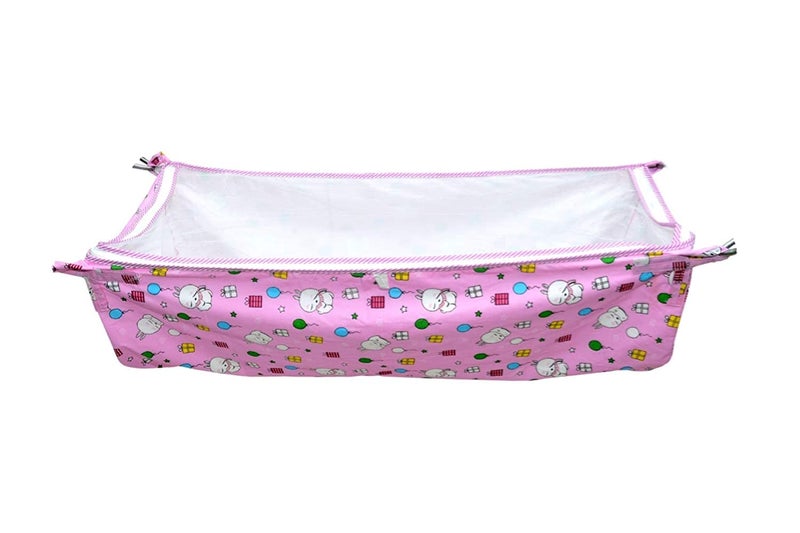 A to Z Hub Babybies Ghodiyu/Khoyu Soft Cotton Cloth Swing Cradle Safety with Mosquito Net Cover with Zippe (Pink) - Image 5