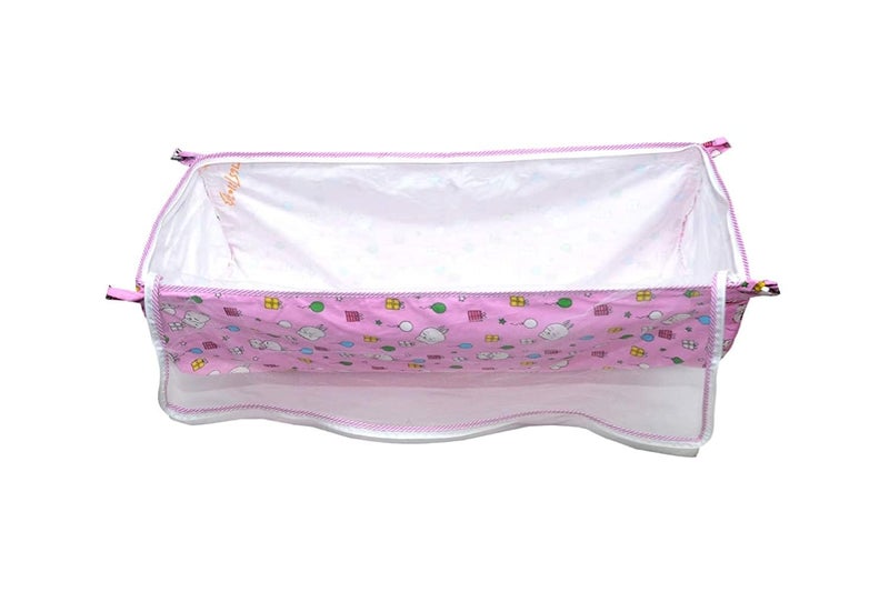 A to Z Hub Babybies Ghodiyu/Khoyu Soft Cotton Cloth Swing Cradle Safety with Mosquito Net Cover with Zippe (Pink) - Image 3