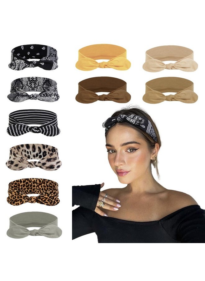 AKTVSHOW 10 Pack Bow Headbands For Women, Rabbit Ear Boho Headband For Girls Cute Hair Accessories  - Image 1