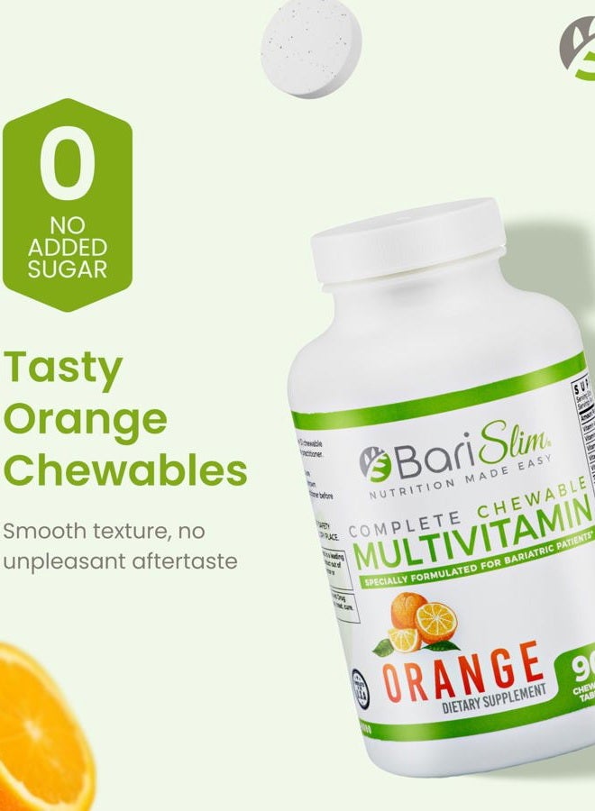 Bari Slim Complete Chewable Bariatric Multivitamin Tablets - 45 mg Iron Bariatric Vitamin & Supplement for Post Bariatric Surgery Including Gastric Bypass & Sleeve - Delicious & Convenient | Orange - Image 4