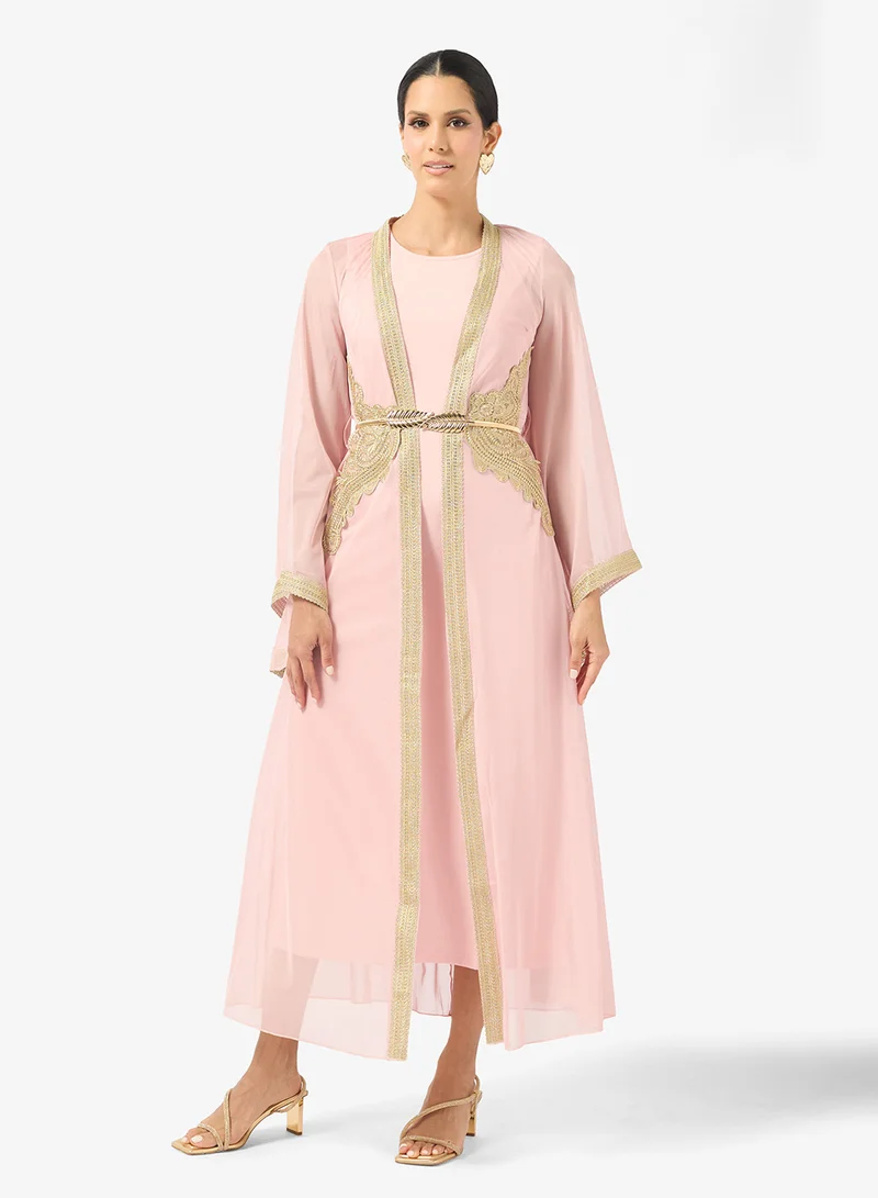 Khizana  Embroidered Dress With Flare Sleeves for Women | Best Price UAE