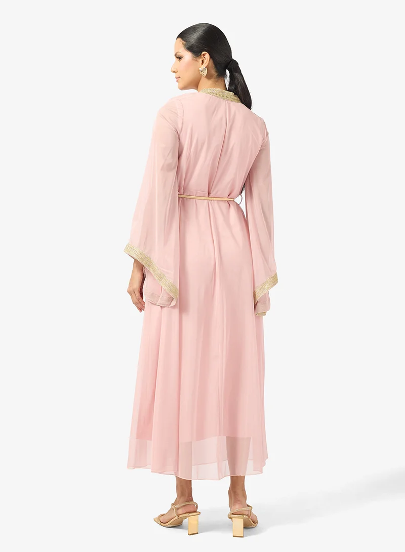 Khizana Embroidered Dress With Flare Sleeves