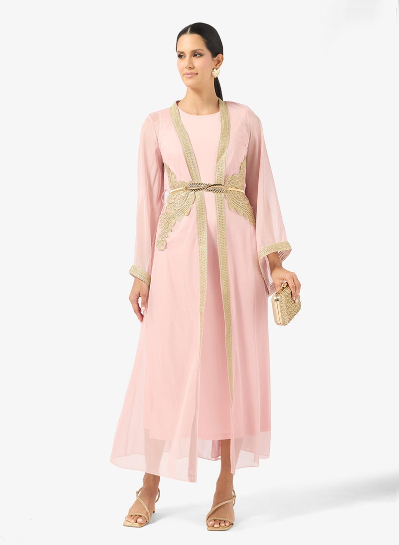 Khizana Embroidered Dress With Flare Sleeves - Image 1