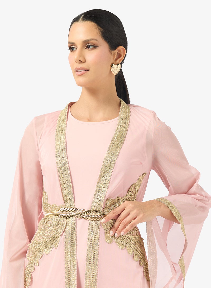 Khizana Embroidered Dress With Flare Sleeves - Image 3