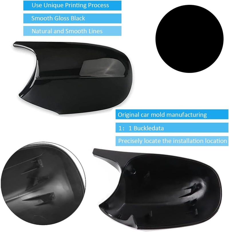 BLWGROW Gloss Black Side Mirror Cover Caps for BMW E90 E91 E92 E93 2005-2007 - Image 5