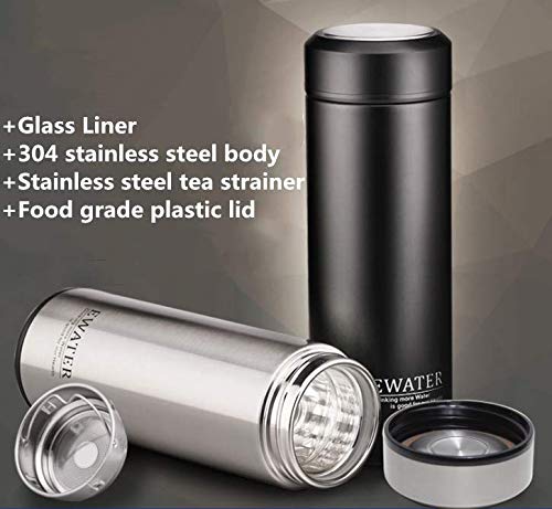 Milepetus Glass Liner Vacuum Flask Stainless Steel Water Bottle Insulated Travel Coffee Mug,11oz,9oz Available(11oz, Black) - Image 2