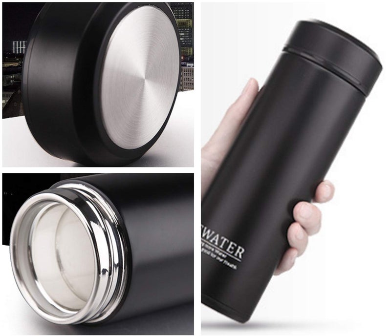 Milepetus Glass Liner Vacuum Flask Stainless Steel Water Bottle Insulated Travel Coffee Mug,11oz,9oz Available(11oz, Black) - Image 4