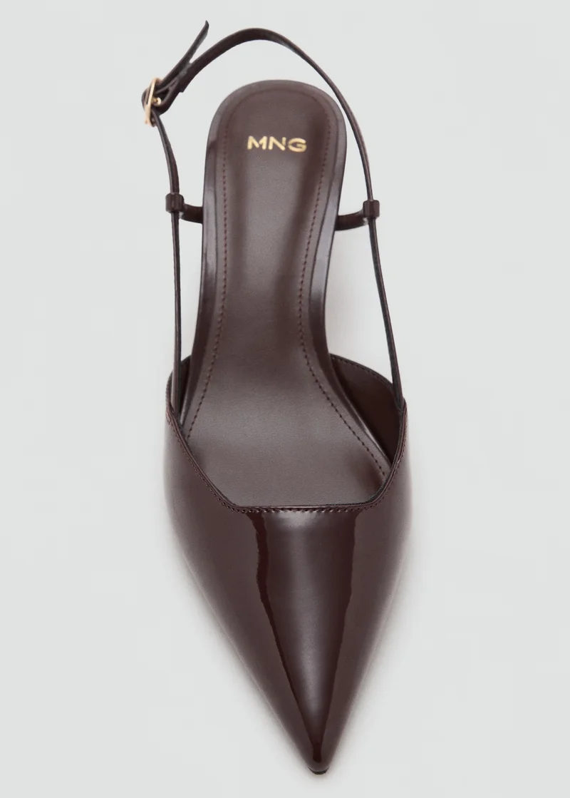 مانجو حذاء بكعب رفيع من الجلد اللامع