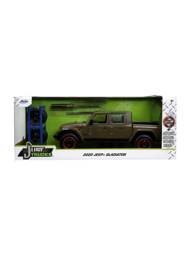 Jada Toys Just Trucks 1:24 2020 Jeep Gladiator Die-cast Car Brown with Tire Rack, Toys for Kids and Adults  - Image 2