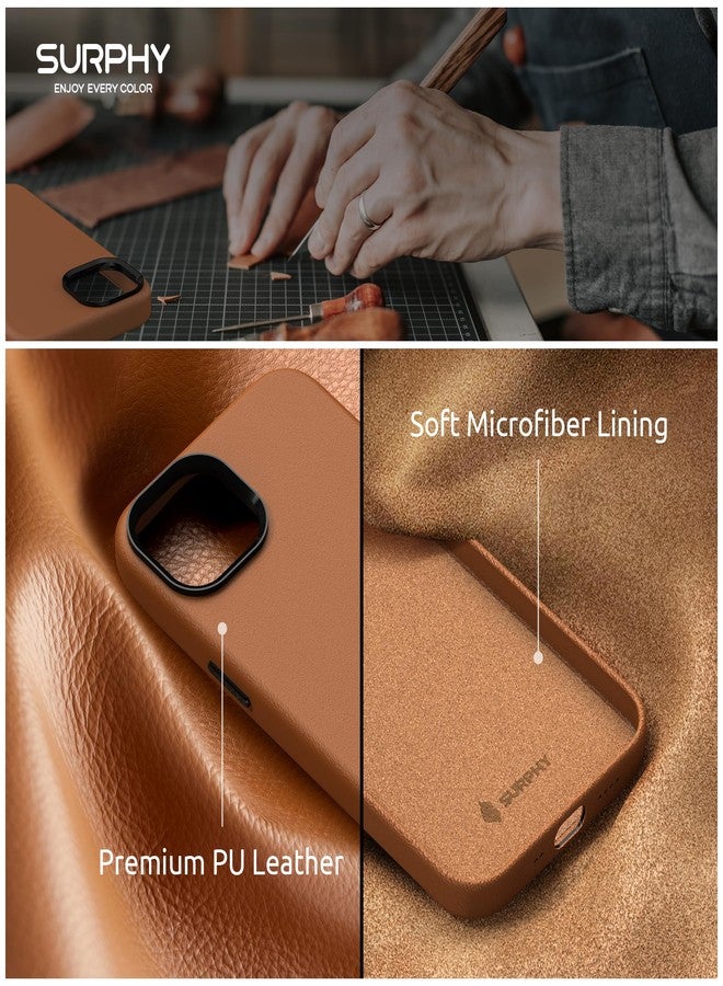 جراب SURPHY متوافق مع iPhone 13 Mini، جراب هاتف فاخر من الجلد الصناعي (بأزرار معدنية وبطانة من الألياف الدقيقة) لهاتف 13 Mini (5.4 بوصة، إصدار 2021)، بني - Image 3