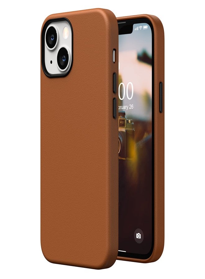جراب SURPHY متوافق مع iPhone 13 Mini، جراب هاتف فاخر من الجلد الصناعي (بأزرار معدنية وبطانة من الألياف الدقيقة) لهاتف 13 Mini (5.4 بوصة، إصدار 2021)، بني - Image 1