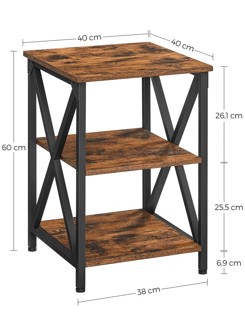 1st - Sofa side table with 3 open storage shelves, metal frame, X design - Image 1