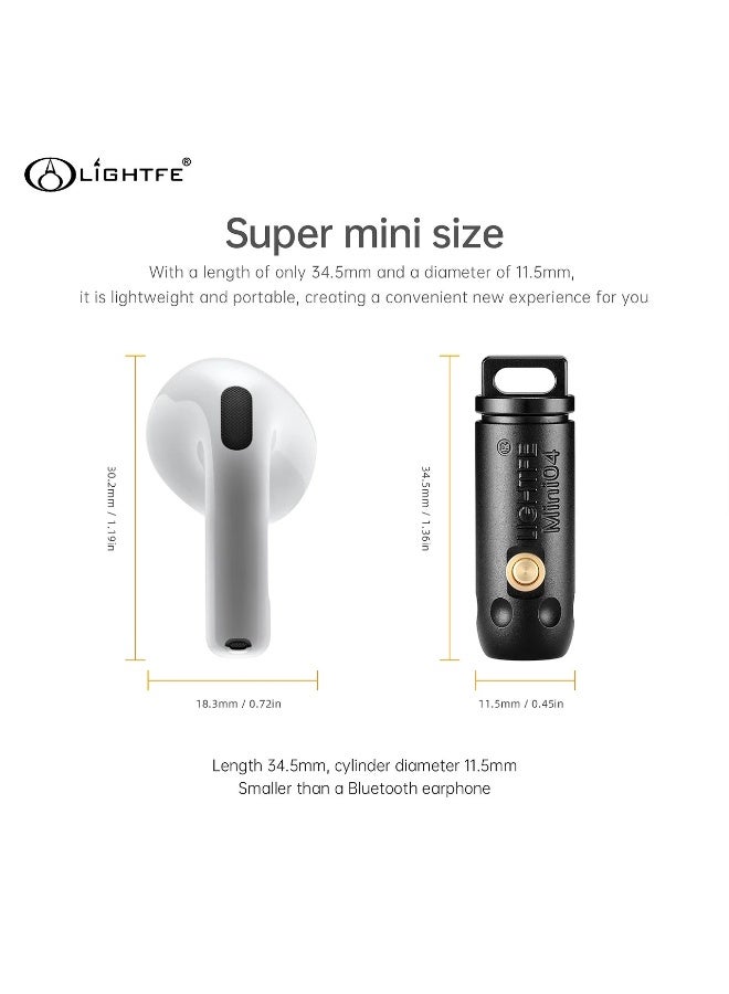 LIGHTFE مصباح Mini04 الصغير جدًا، وهو مصباح LED فائق الصغر مزود بأربعة أوضاع إضاءة، ومقاوم للماء بمعيار IPX7، وزر نحاسي. حجمه مناسب للحمل اليومي والتخييم والمشي لمسافات طويلة. - Image 3