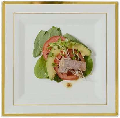 FL5510BO BoneGold Band Square Splendor 10 Dinner Plates 120Case