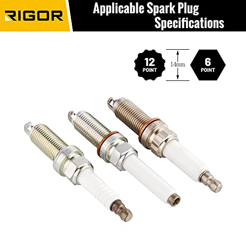 Rigor رَيجور 11401 مقبس شمعات الإشعال دوار 14 مم، جدار رقيق، مغناطيسي | 3/8 بوصة درايف، 12 نقطة | فولاذ CR-V ممتاز - Image 5