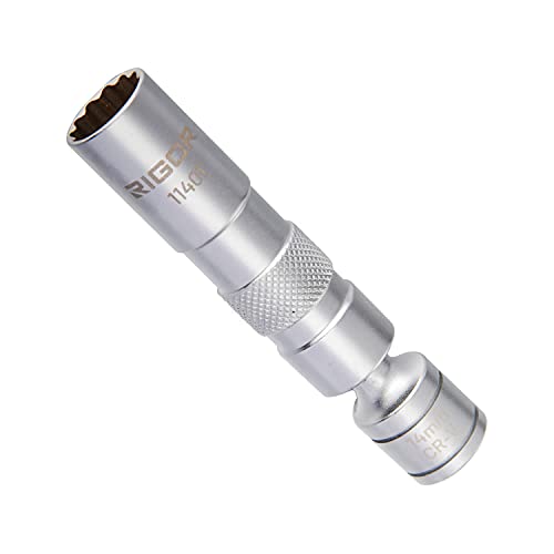 Rigor رَيجور 11401 مقبس شمعات الإشعال دوار 14 مم، جدار رقيق، مغناطيسي | 3/8 بوصة درايف، 12 نقطة | فولاذ CR-V ممتاز - Image 1