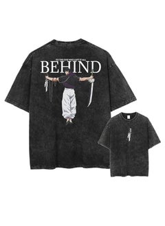 Washed retro T-shirt street hip hop anime Jujutsu Kaisen casual cotton summer short sleeves