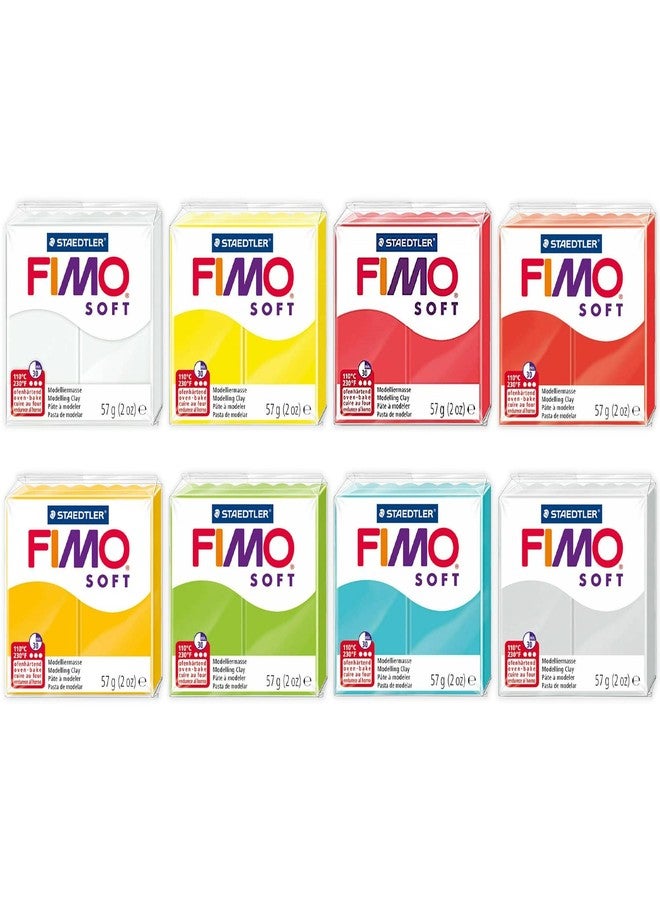 FIMO طين النمذجة البوليمرية FIMO Soft & Effect - 57 جرام - مجموعة من 8 - مجموعة سكويسي جوسي - Image 1