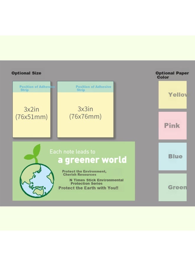 Stickn (Stickn) 6-Pack Eco-Friendly Recycled Paper Sticky Notes/ Memo Pads/ Sticky Notes/ Note Pads 76*51Mm 600 Sheets Blue 36503-J6 - Image 4