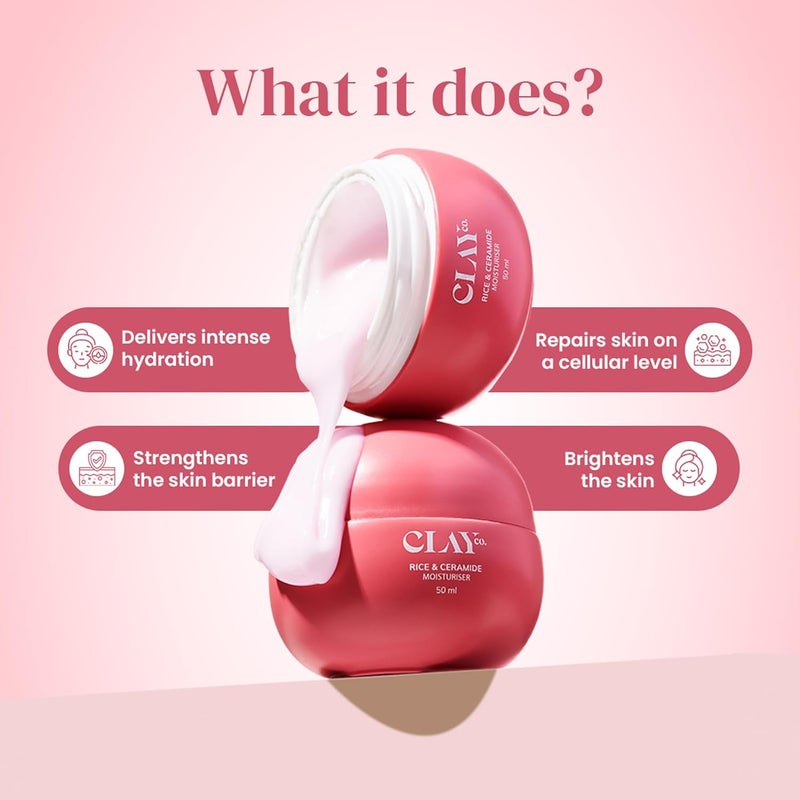 Clayco Rice Ceramide Moisturizer Intense Hydration Skin Barrier Repair Brightening Lightweight FastAbsorbing With Exosomes Rice Extracts Ceramides Vitamin B12 50ml - Image 2