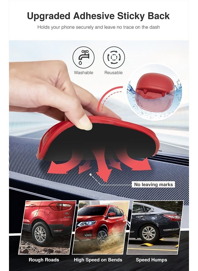 Loncaster Car Phone Holder, Car Phone Mount Silicone Car Pad Mat for Various Dashboards, Slip Free Desk Phone Stand Compatible with iPhone, Samsung, Android Smartphones, GPS Devices and More (Red) - Image 2