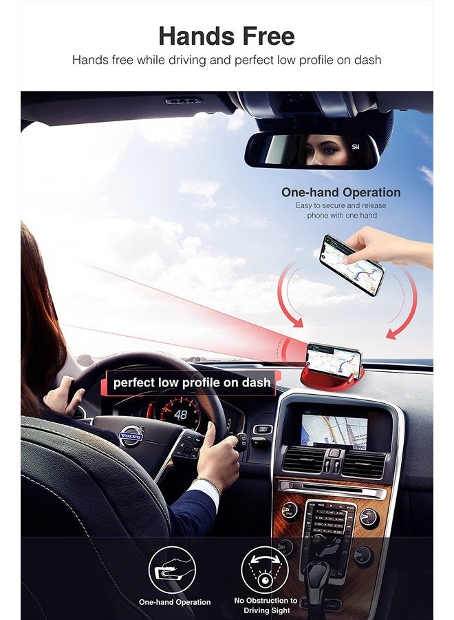 Loncaster Car Phone Holder, Car Phone Mount Silicone Car Pad Mat for Various Dashboards, Slip Free Desk Phone Stand Compatible with iPhone, Samsung, Android Smartphones, GPS Devices and More (Red) - Image 4