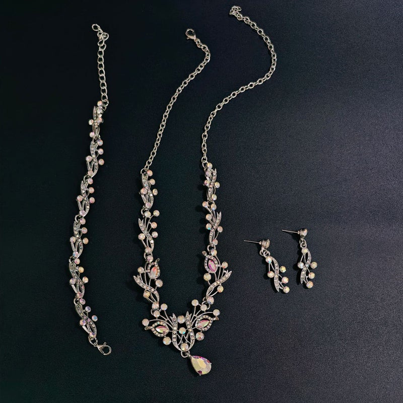 Elegant Bridal Necklace, Earrings & Bracelet Set - Luxury Wedding Jewelry for Evening Gowns