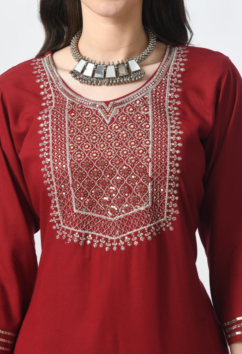 LIBOZA Store LIBOZA Kurta for Women – Embroidered Ladies Kurti, Stylish Girls Top, Ethnic Full Kurtas, Straight Design Kurtis for Woman - Image 3